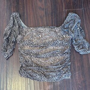 Anthropologie Black/Beige Animal Print Blouse